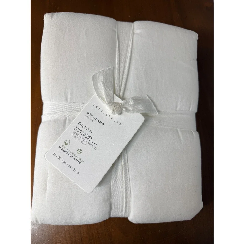 POTTERY BARN DREAM SATEEN COTTON COMFORTER SHAM, STANDARD‎ WHITE NEW